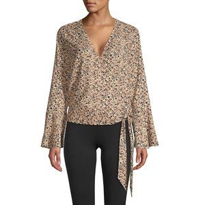 Parker Leopard Bell Sleeve Wrap Top